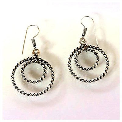 Серьги Два кольца скрученные German silver металл ИНДИЯ SH AME4534