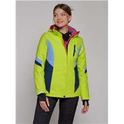 Горнолыжная куртка женская зимняя салатового цвета 2201-1Sl