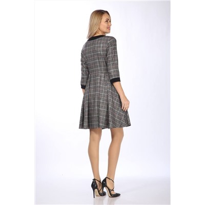 Lady Style Classic 1728 серый_с_розово-желтой_клеткой, Платье