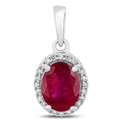 Подвеска, 1 рубин корунд овал 7х9 мм 2.59ct, Джайв