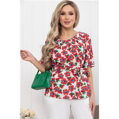 Блуза "Аксинья" (цветы на белом) Б5945