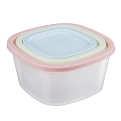 Набор контейнеров для продуктов квадратных 3шт, (0, 63л+1, 1л+1, 7л), пластик