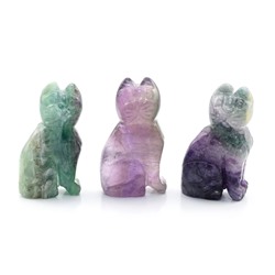 Кошка из камня флюорит 28*18*47мм