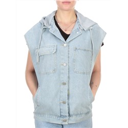 811 BLUE/GREY Джинсовый жилет женский (100% хлопок) размер 56