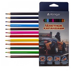 Карандаши цветные 12 цв. Alingar Street racing дерев. трехгранные заточен. AL9060