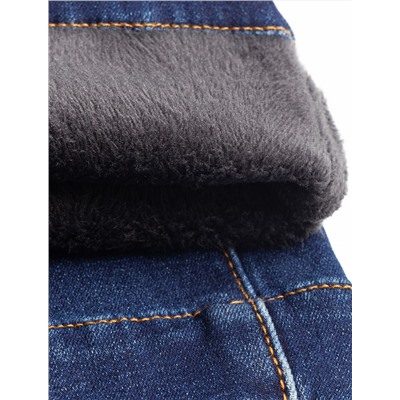 Джинсы-трубы из эластичного денима на флисе