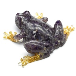Фигурка из смолы с крошкой аметиста "Лягушка" 100*130*30мм