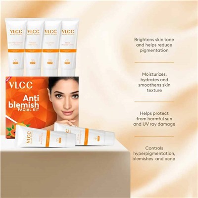 ANTI BLEMISH FACIAL KIT, Blemish Reduction & Brighter Skin, VLCC (ДЛЯ ПРОБЛЕМНОЙ КОЖИ набор - Уменьшение дефектов и сияющая кожа), 60 г. (6x10 г.)