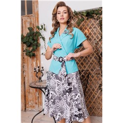 Мода Юрс 2641-1 голубой_черный_принт, Юбка,  Жакет