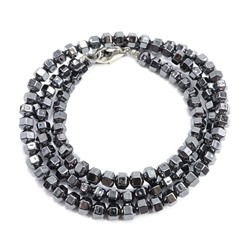 Бусы ГРАНЕНЫЕ из ГЕМАТИТА, цвет BLACK SILVER - целебные нормализуют давление (бусины по 3-4 мм., длина нити 43-45 см.), 1 шт.