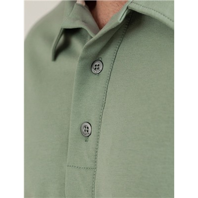 Лонгслив с воротником поло на пуговицах из премиального хлопка с эластаном