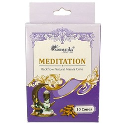 MEDITATION Backflow Natural Masala Cone, Aromatika (МЕДИТАЦИЯ стелющийся дым, Ароматика), 10 конусов.