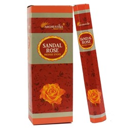 Aromatika SANDAL ROSE Incense Sticks (САНДАЛ РОЗА ароматические палочки, Ароматика), шестигранник, 20 г.