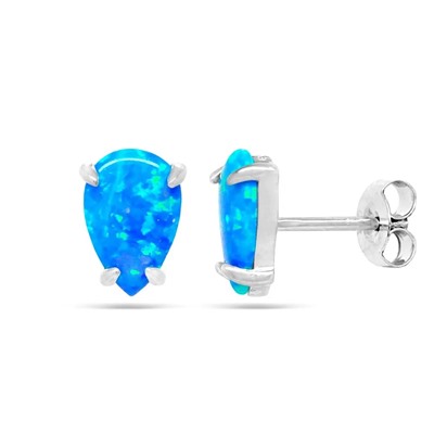 Серьги из серебра опал синий, МОВ0294