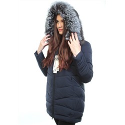 M16-98 Пальто зимнее женское (холлофайбер, натуральный мех чернобурки) размер 2XL - 50 российский