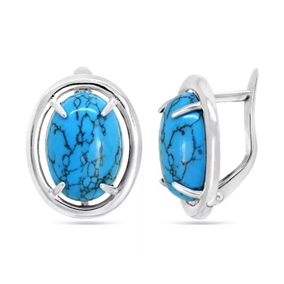 Серьги из серебра бирюза пресс., СПН2054