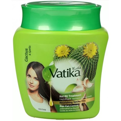 Vatika CACTUS AND GARLIC Hair Fall Control Mask, Dabur (Ватика КАКТУС И ЧЕСНОК Маска КОНТРОЛЬ ВЫПАДЕНИЯ для ломких, выпадающих и ослабленных волос, Дабур), 500 г.