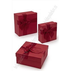 Коробки квадратные 3 в 1, 19*19*9,5 см (SF-7154) бордовый