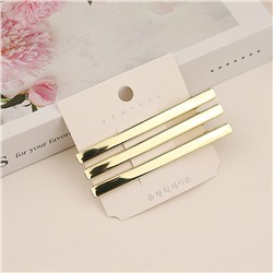 Зажимы для волос золотые прямоугольные 3 штуки, длина 8 см.