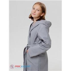 Подростковый вафельный халат с капюшоном серый В-18 (20)