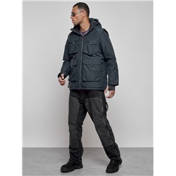 Куртка - жилетка трансформер с подогревом 2 в 1 мужская зимняя темно-синего цвета 6668TS