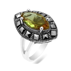Кольцо из серебра султанит, марказит, SL-AGA1553