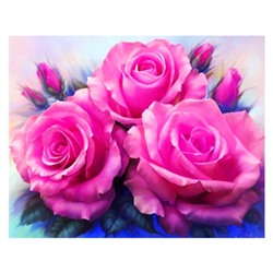 Алмазная мозаика c мольбертом 21*25см Розы частичн. выкладка М-10360