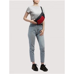 Сумка женская натуральная кожа Варвара-813-3 (поясная),  1отд,  ремень/пояс,  черный/красный/синий крек (4464)   221908