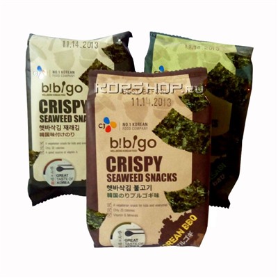 Морская капуста хрустящие снеки со вкусом барбекю Bibigo, CJ Корея 5 г Акция