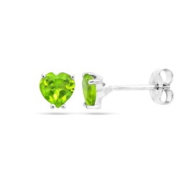 Серьги из серебра перидот, Сердце