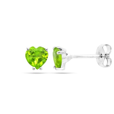 Серьги из серебра перидот, Сердце