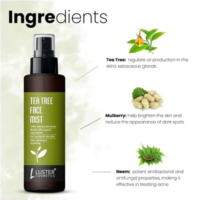 TEA TREE Face Mist, Luster (ЧАЙНОЕ ДЕРЕВО мист-тоник для лица, Ластер), 115 мл.