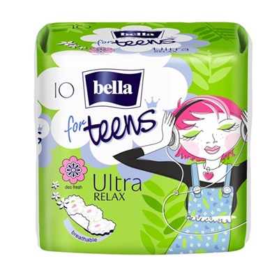 BELLA  For teens Ultra Relax Deo (4к.) 10шт (для подростков) АКЦИЯ! СКИДКА 5%