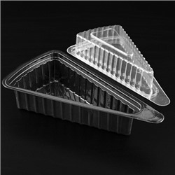 Контейнер для кусочка торта пластик (черное дно), 176*95*60 мм