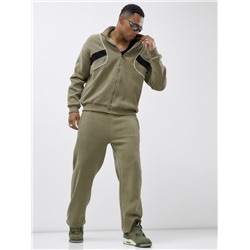 Спортивный костюм мужской демисезонный на флисе цвета хаки 329Kh