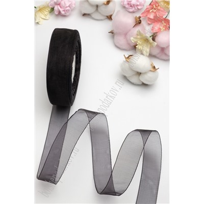 Лента органза 2,5 см*50 ярд (SF-1353) черный №1039