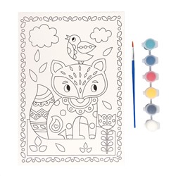 Раскраска для детей «Лисичка» с кисточкой и красками