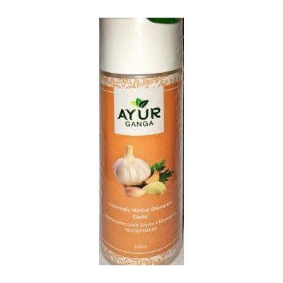 Ayurvedic Herbal Shampoo GARLIC, Ayur Ganga (Аюрведический хербал шампунь ЧЕСНОЧНЫЙ), 200 мл.