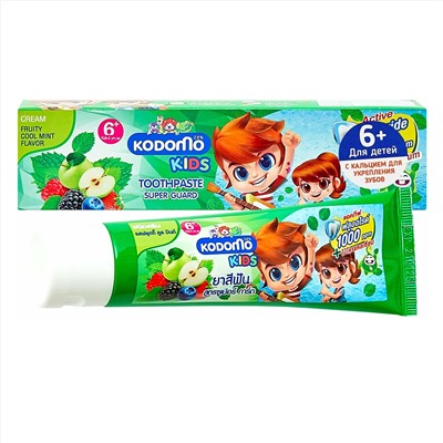 KIDS Toothpaste Super Guard, FRUITY COOL MINT FLAVOR, Kodomo (Детская зубная паста С ФРУКТОВО-ПРОХЛАДНЫМ МЯТНЫМ ВКУСОМ), 65 г.