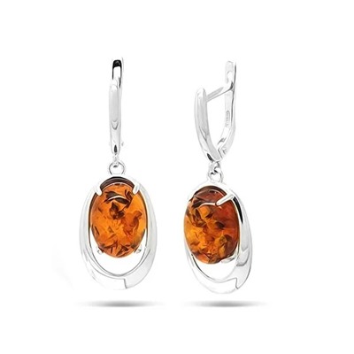 Серьги из серебра янтарь, СП18