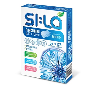 Пластинки для стирки SI:LA ECO, цветочный микс, василек, 64шт