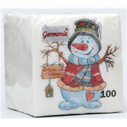 Салфетки бум. 24*24 100шт. НГ Снеговичок