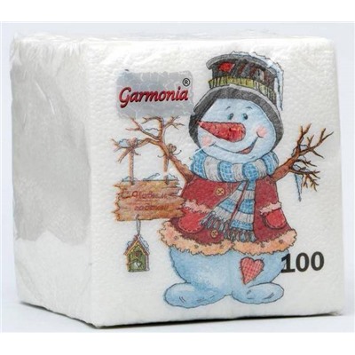 Салфетки бум. 24*24 100шт. НГ Снеговичок