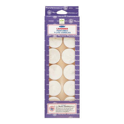 Perfumed T-Lite Candles LAVENDER, Satya (Ароматические чайные свечи ЛАВАНДА, Сатья), набор 12 шт.