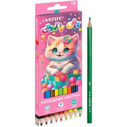 Карандаши цветные 18 цв. deVENTE Candy Cat шестигран. грифель 2,8мм 5023411