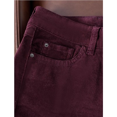 Укороченные эластичные брюки слим из микро вельвета