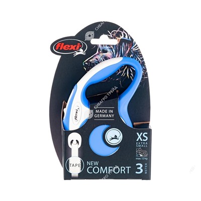 Рулетка Флекси New Comfort XS 3м, до 12кг ремень (синий) АГ