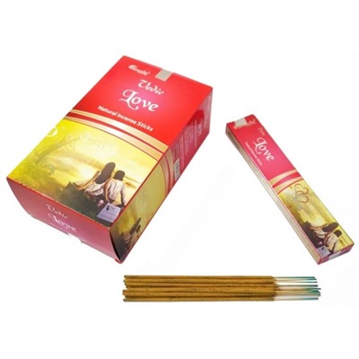 Vedic LOVE Natural Incense Sticks, Aromatika (ЛЮБОВЬ натуральные ароматические палочки, Ароматика), 15 г.