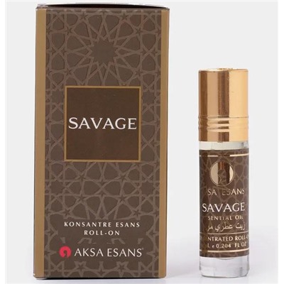 SAVAGE Concentrated Perfume Oil, Aksa Esans (ДИКАРЬ турецкие роликовые масляные духи, Акса Эсанс), 6 мл.