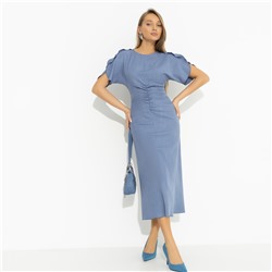 Платье с драпировкой и воланами, Прямое попадание (голубое)